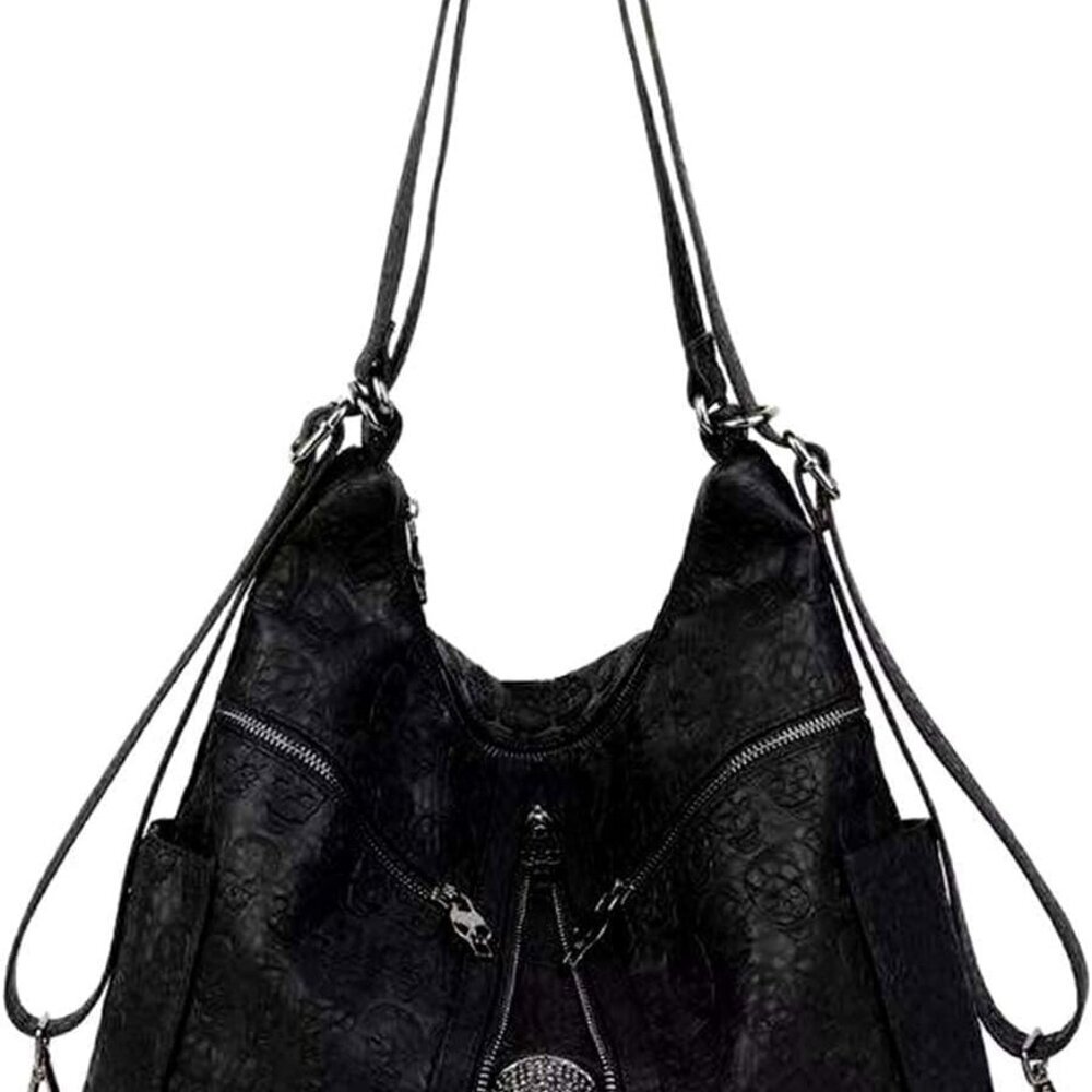 Skull Handbags Women Tote Bags Skull Print Leather Shoulder Crossbody Bag Studde